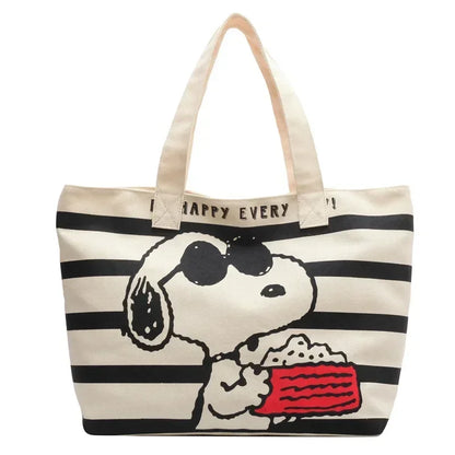 MINISO Snoopy Cute Cartoon Large Capacity Canvas Bag for Female Students To Hold Books Tote Mommy Bag