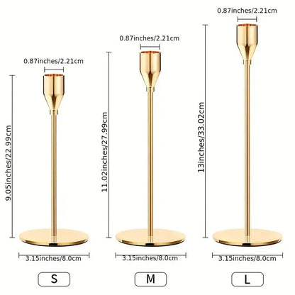 3Pcs/Set European Style Metal Candle Holders Candlestick Fashion Wedding Table Candle Stand Exquisite Candlestick Christmas Tabl