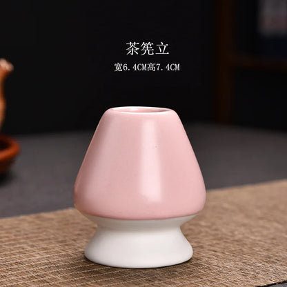 Japanese Matcha Whisk Holder Ceramic Green Tea Bowl Chasen Stand for Living Room Kitchen Dining Room Tea Ceremony Accessories