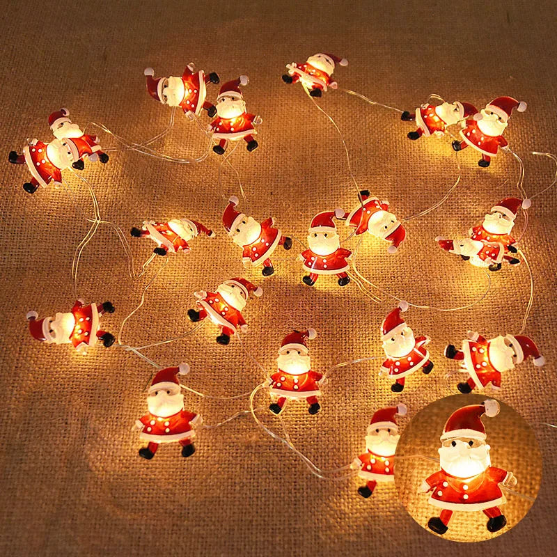 2m 20LED Santa Claus Snowflake LED LED LICHT SIND Weihnachtsdekoration für Home Xmas Tree Ornament 2024 Navidad Kinder Geschenk Neues Jahr