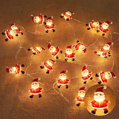 2m 20TED Santa Claus Schnéiflaka LED LED LËTT PUNG STADATIOUN FIR HOME XMAS BAGE 2024 Navidad Kanner