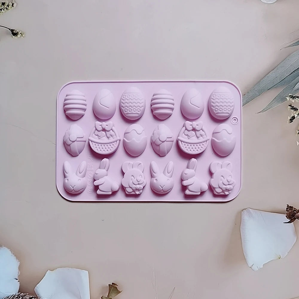 Easter Silicone Mold Cake Chocolate Cookie Baking Mould Rabbit Colored Holiday Decoration Kitchen Bakeware