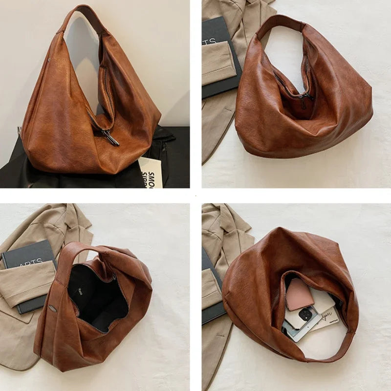 Bolsas de ombro pretas grandes para mulheres grandes saco de compras hobo cor de cor sólida qualidade de couro macia bola crossbod