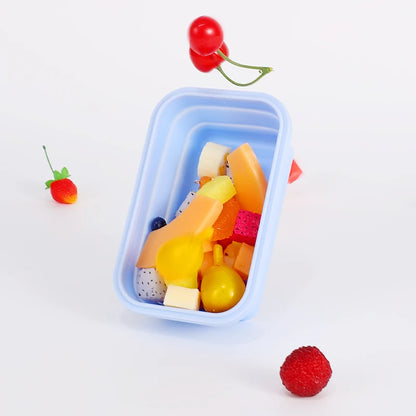 Silikon folding bento box 3 stk/sett sammenleggbar bærbar lunsjboks for mat servise mat container skål lunsjboks servise