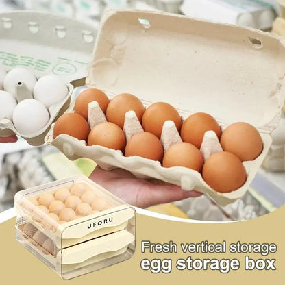 1PC Double-layer Capacity Pull-out Drawer Egg Storage , Household Food Grade Kitchen Modern Transparency Preservation Box