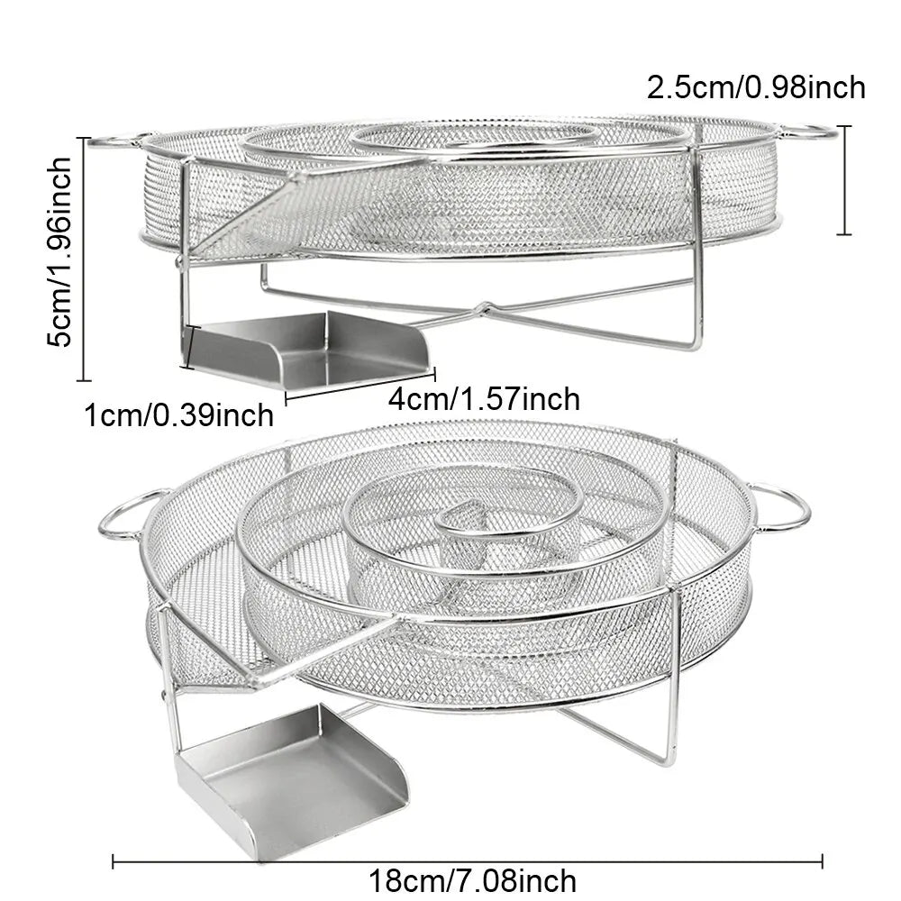 Mini BBQ Grill Salmon Bacon Fish Home Smoker Generator Wood Chip Steel Barbecue BQQ Oven Plate Roasting Cooker Meat Tools