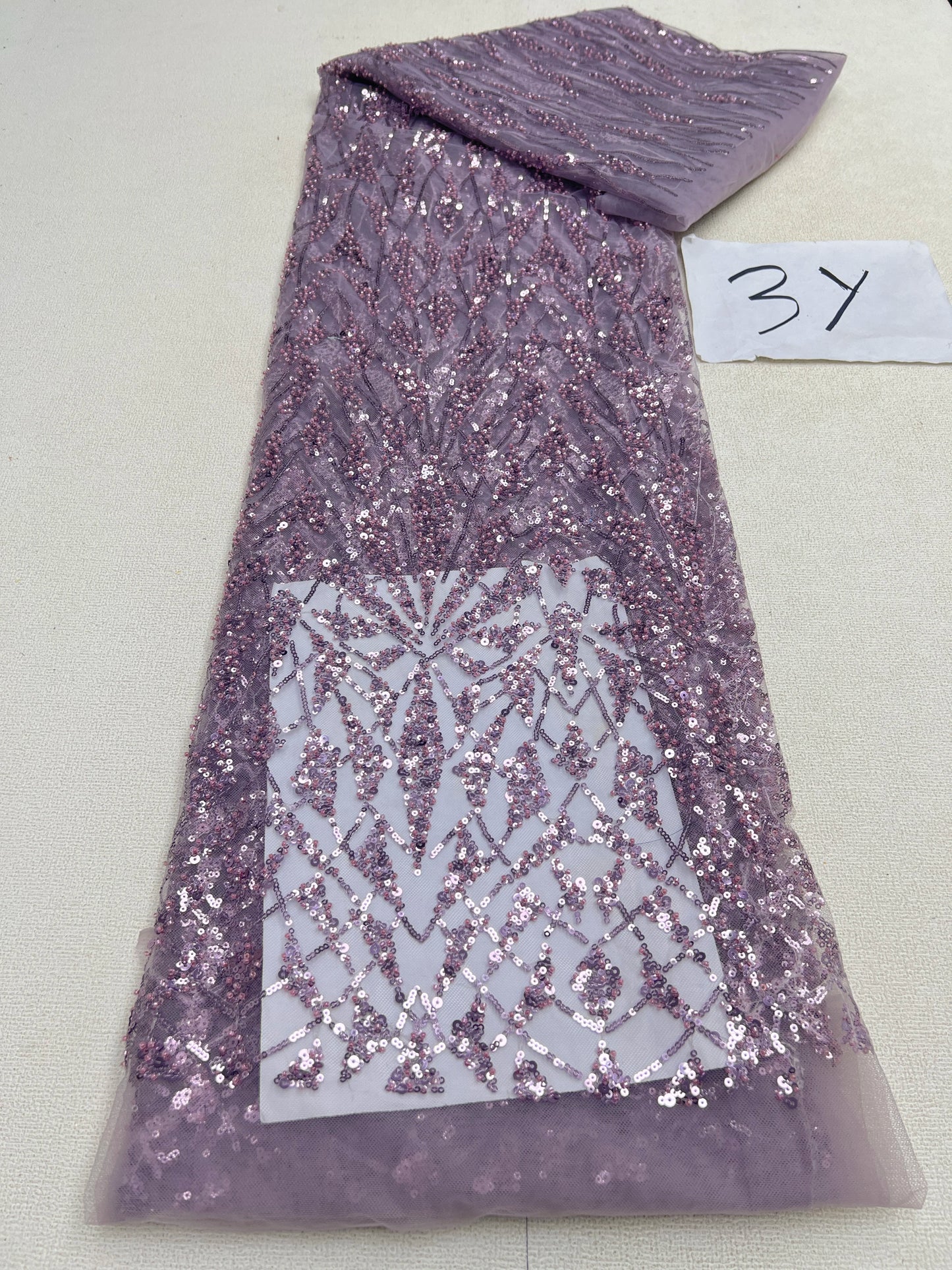 African Sequins Beaded Lace Fabrics  3 yards High Quality Sequence Embroidery French Nigerian Lace Fabric For Wedding Sewing