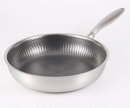 28Cm 30cm frittéieren pan stäerzegst Stol Net-Stick Pan, Witzware benotzt fir Induktioun a Gas, Kichen 304 Edelstol Wok