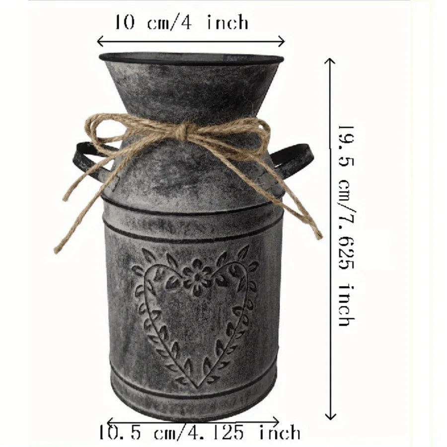 Retro metal and simple decorative vases, coarse-leaf milk kettles for flower arrangement, garden flowerpots and flower buckets