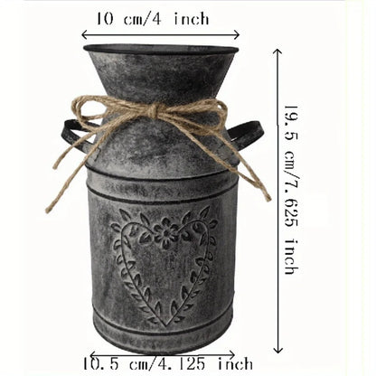 Retro metal and simple decorative vases, coarse-leaf milk kettles for flower arrangement, garden flowerpots and flower buckets