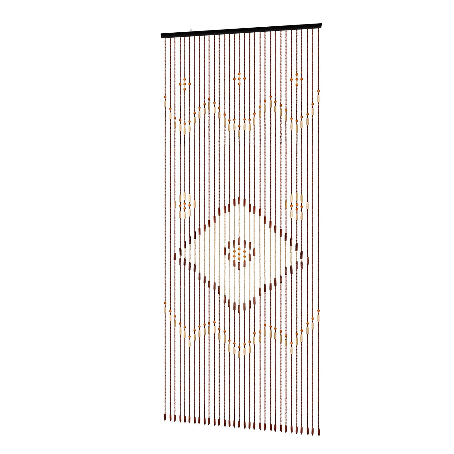 31 Bead Strings Door Curtain 208*90cm Chocolate Brown Wood Cotton Divider Curtain Classical Style for Home Doorways Windows