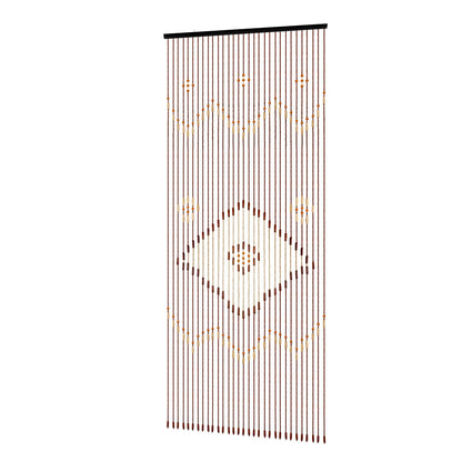 31 Bead Strings Door Curtain 208*90cm Chocolate Brown Wood Cotton Divider Curtain Classical Style for Home Doorways Windows