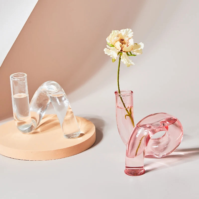 Glazen vazen ​​Clear Flower Vaas Kandelaars Bruiloft Centerpieces Home Decoratie Tabel Centerpieces Kandelaar Holder