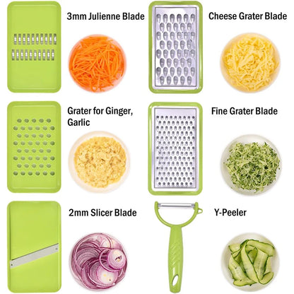 Kaasrasp met Container 5 in 1 Mandoline Snijmachine Keuken Groentesnijder Cutter Uiensnijder Veggie Julienne Snijmachine JT574