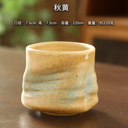 Rough pottery vintage espresso cup Creative hand-crafted pottery creased irregular ceramic cup coffee cups