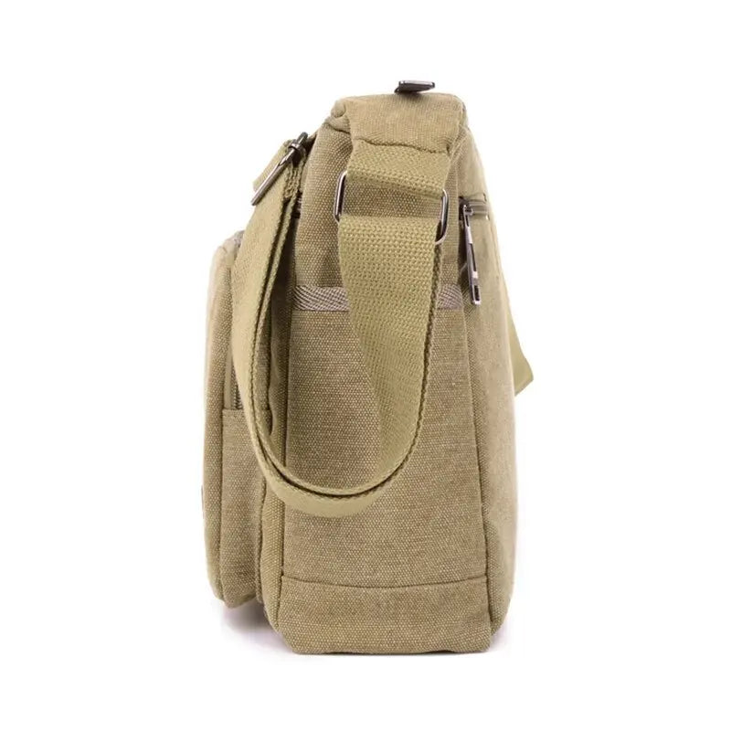 Canvas schoudertas fles mannen vrouwen casual simple mode retro crossbody kruis vierkant multi -layed