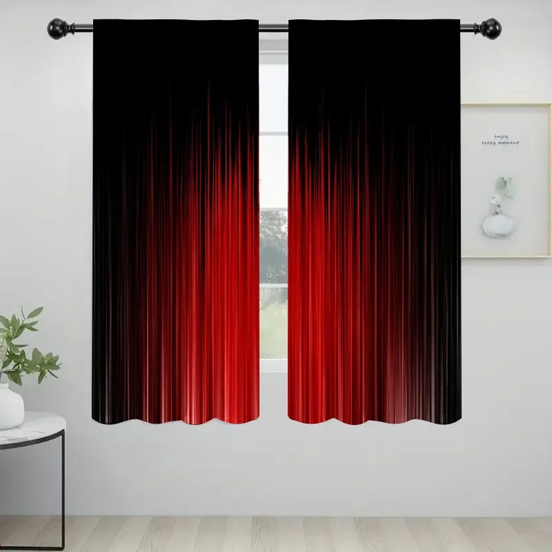 Black to Red Gradient Blackout Curtains Modern Thermal Insulated Window Panels for Bedroom Living Room Privacy and Light Control