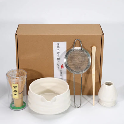 1/4/5pcs set Ceramic Matcha Bowl Large Capacity Smooth Matcha Whisk Stand High Temperature Resistant Tea Salad Soup Bowl