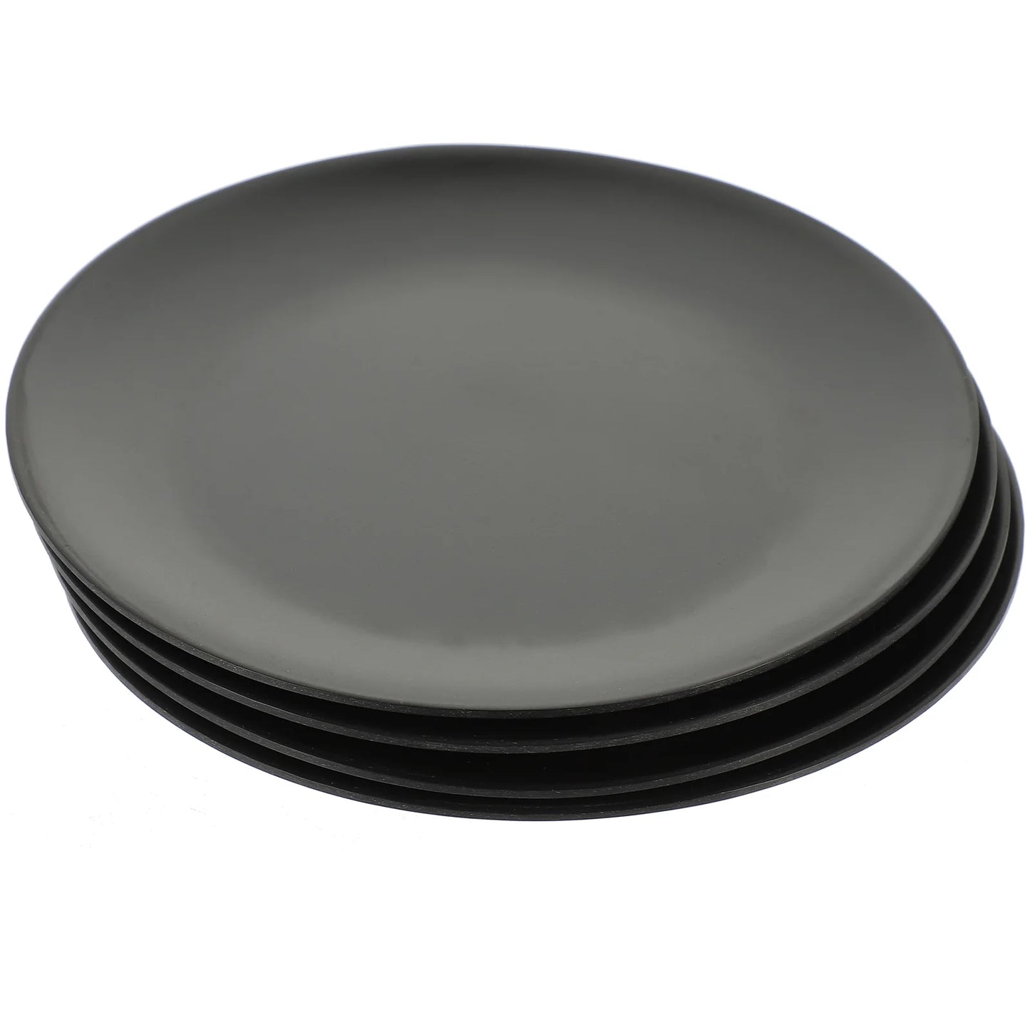 4 Pcs Black Melamine Plate Gothic Dinnerware Set Round Serving Platter Kitchen Plates Fondue Commercial