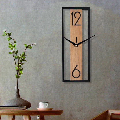 Rectangular wood grain wall clock for quiet decoration in homes and offices used in living rooms bedrooms and dining rooms