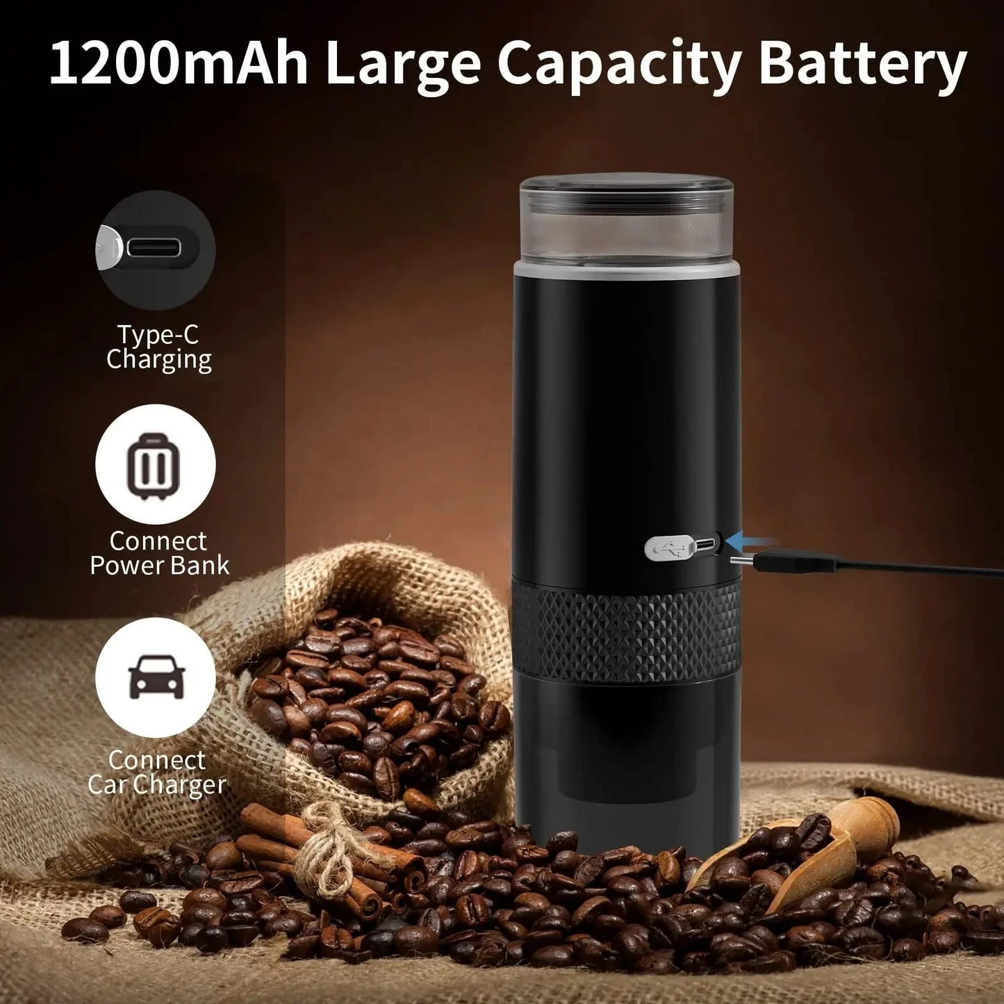 2024 Nový kávovar Elektrická kapsle Ground Coffee Brewer Portable Coffee Machine Fit a Capslile