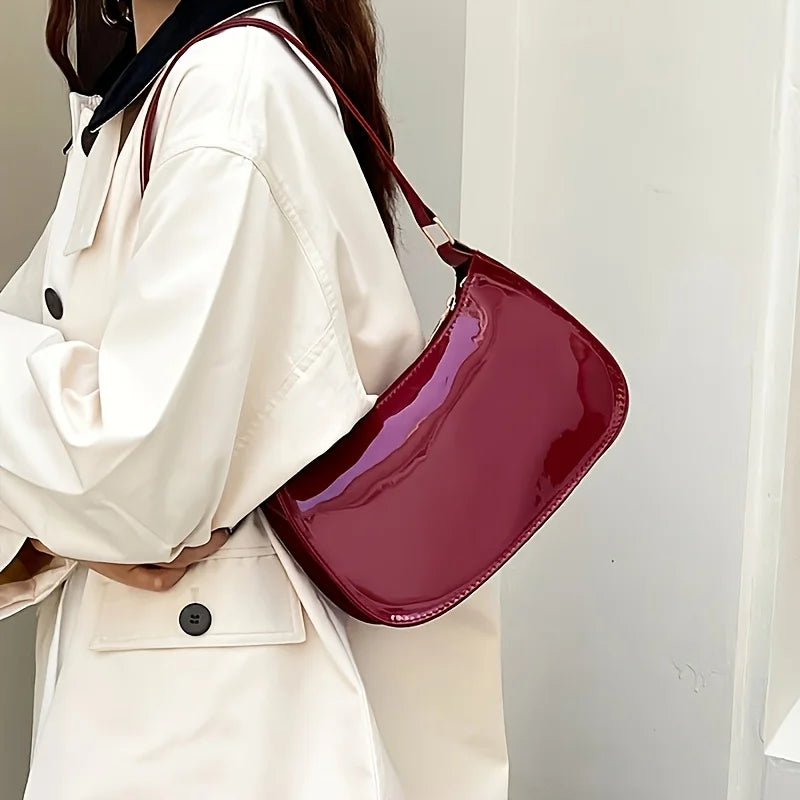 Stylish Solid Color Shoulder Bag, Mini Women'S Underarm Bag, Secure Zipper Wallet, Phone Pouch, Perfect Gift Choice, Fixed Strap
