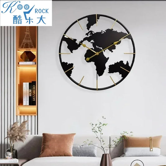 World Map Wall Clock, Minimalist modern design and global perspective, for Corporate Office Meeting Room Hotel Restaurant School