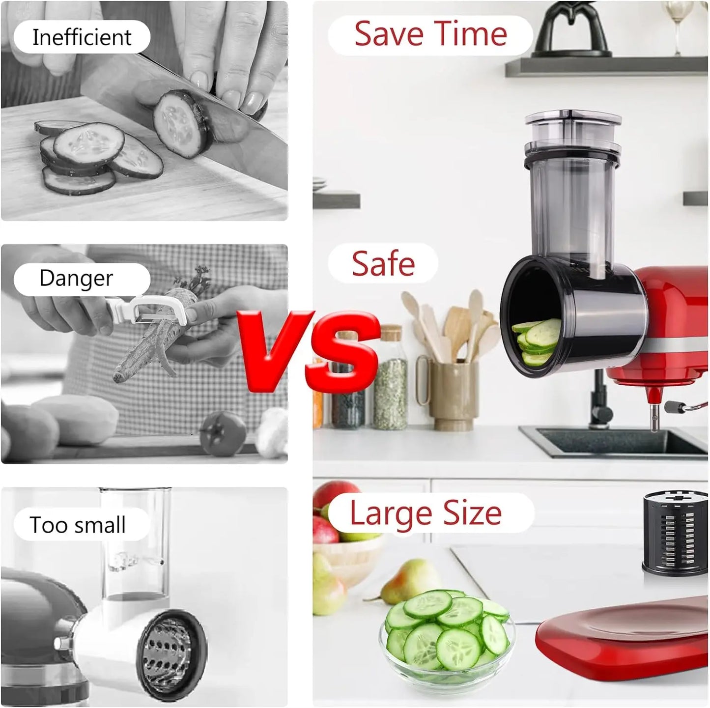 Nasadka do szatkowania do miksera stojącego KitchenAid, tarka do sera, nasadka do krajalnicy do warzyw, akcesoria do krajalnicy 5 ostrzy