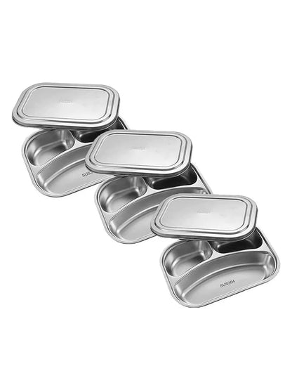 304 stainless steel dinner plate compartment with lid lunch plate