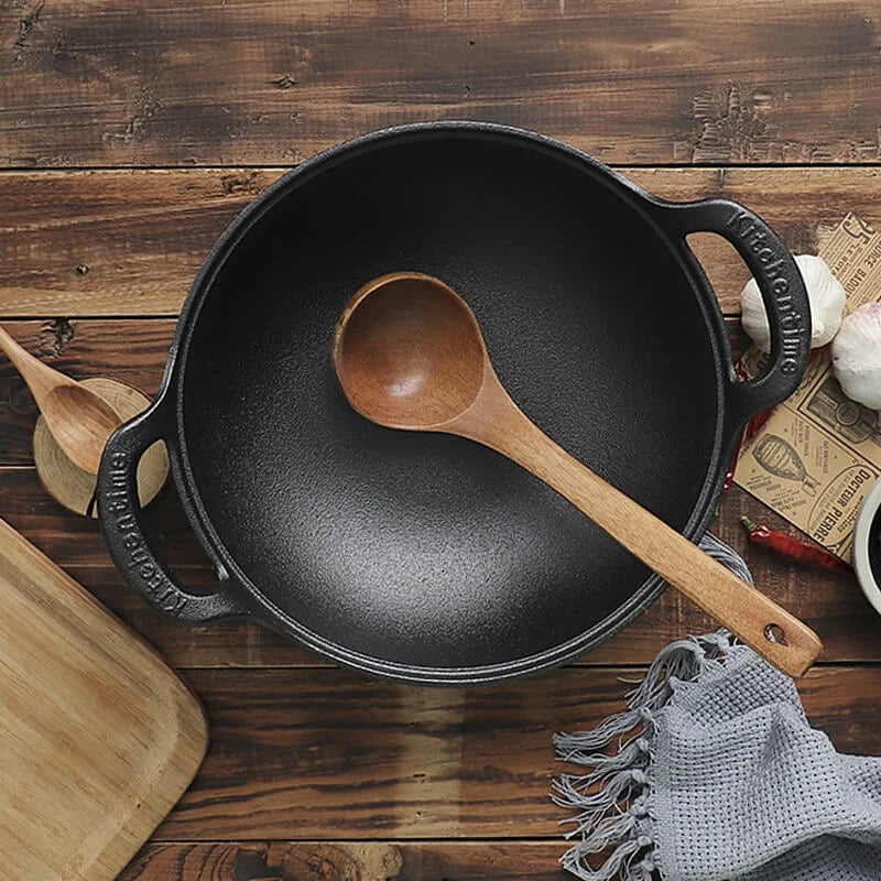 Cast Iron Pot Uncoated And Non Stick wok Casserole kitchen cooking pot cast iron skillet Cookware wok pan fry pan Dropshipping