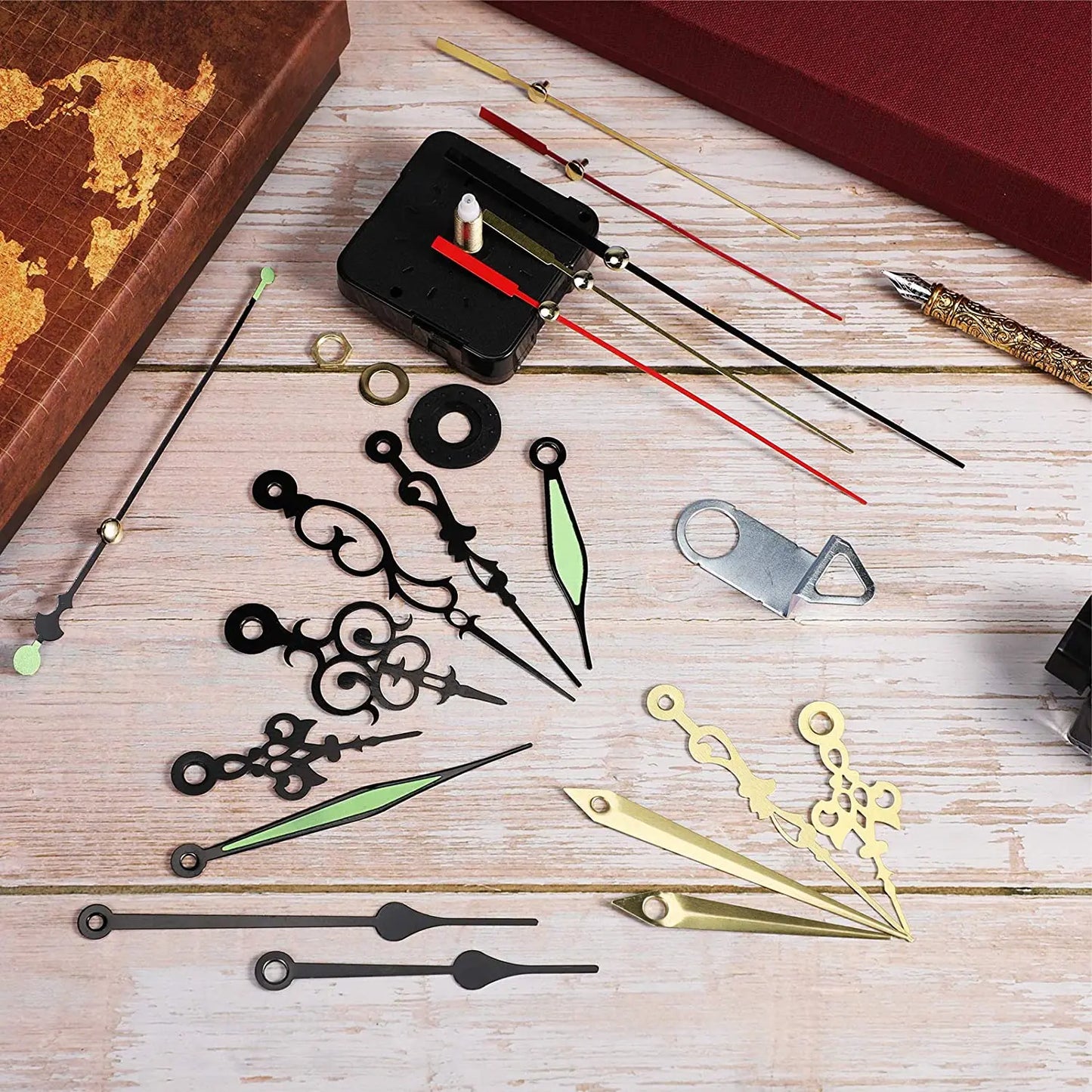 1 Set Complete Quartz Clock Dial Repair Kit Including Quartz Clock Movement and Mechanical Parts, Hands, Dial Numerals