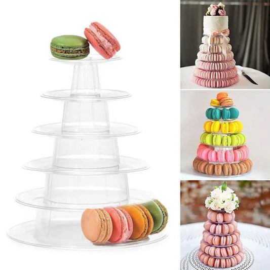 Macaro a 6 livelli Pyramid Macaron Tower Sospeggio per la torta di fondente per cupcake Macaron Stands per la decorazione della torta nuziale Tool cucina