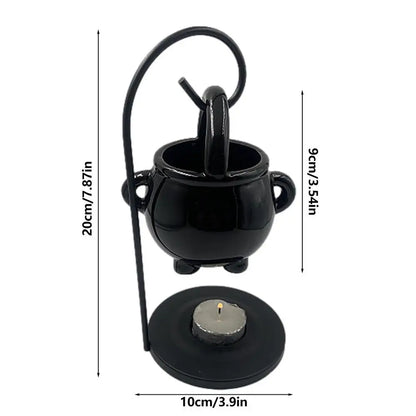 Hanging Witch Cauldron Oil Burner Witch Caldron Pot Candle Holder Smudging Incense Burning Essential Oil Diffuser for Home Decor