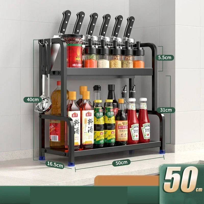 Knife Stand Door Organizer Spices Spice Racks Rack Jars Cutting Seasoning Drain Kitchen 2/3layers Condiments Storage Rack Board