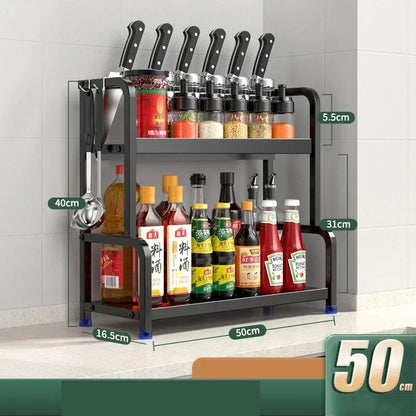 Knife Stand Door Organizer Spices Spice Racks Rack Jars Cutting Seasoning Drain Kitchen 2/3layers Condiments Storage Rack Board