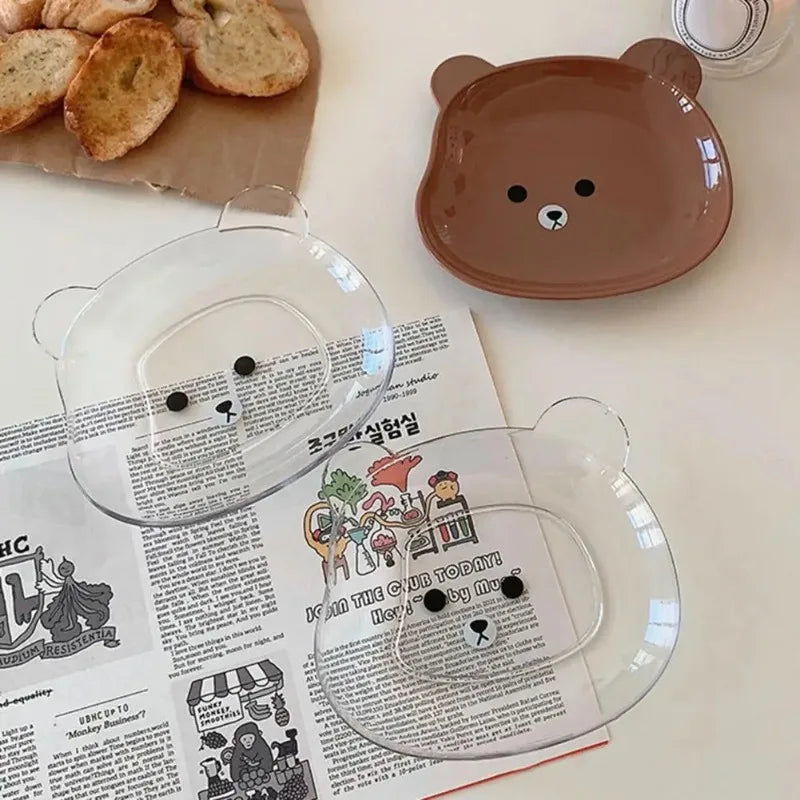 Cartoon Bear Shape Snack Assiette Kawaii Fruits en plastique Plaques à gâteau Sauce Sauce Plat Plaque de cuisine