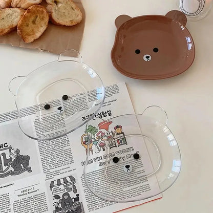 Cartoon Bear Forma Plato de bocadillo Kawaii Platos de pastel de pastel