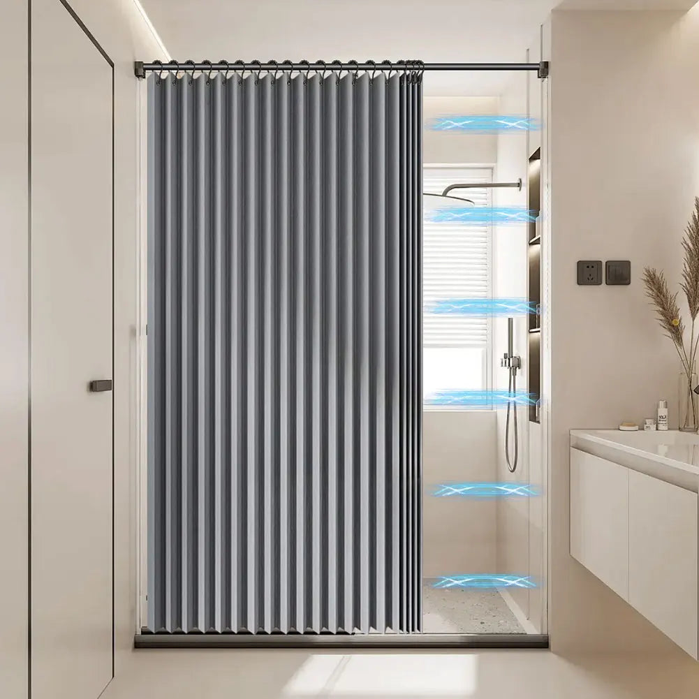 Foldable Magnetic Shower Curtain Waterproof Bath Curtain with 14 Hooks Bathroom Curtain Modern for Bathroom