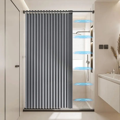 Foldable Magnetic Shower Curtain Waterproof Bath Curtain with 14 Hooks Bathroom Curtain Modern for Bathroom