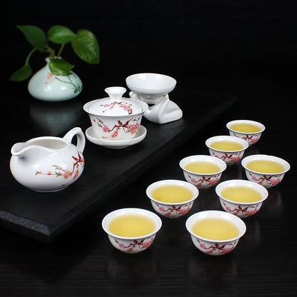 12 Pcs Travel Tea Sets Chinese Portable Ceramic Bone China teaset Gaiwan Teacup Porcelain Tea Cup The Kung Fu Teapot Set
