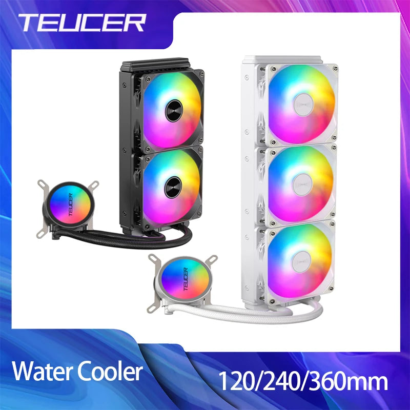 TEUCER RGB CPU Water Cooler 120/240/360mm All In One CPU Liquid Cooling Water Cooled Radiator For X99 2011 1700 1200 115X AM5