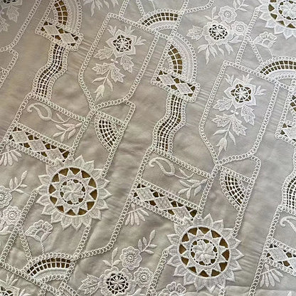 Laser embroidery fabric,lace hollow cotton thread embroidered chiffon fabric,for DIY Clothing,bridal wedding dress,home decor