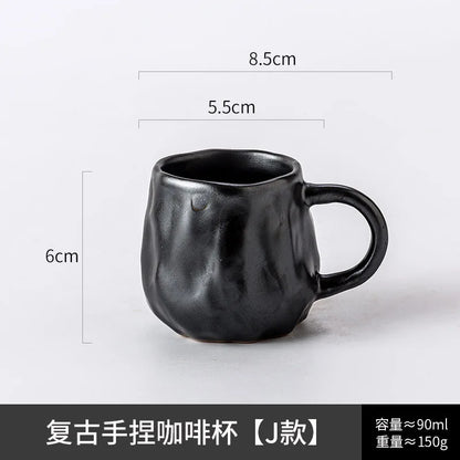 Ceramic Kiln Transformed Coffee Cup Rough Ceramic Retro Shaped Mug  Home Coffee Shop Ceramic Cup  Homestay Water Cup