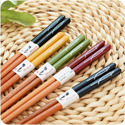 5 par sett bambus spisepinner servise ikke-skli japansk naturlig tre sushi mat multi color husholdning lange spisepinner sett