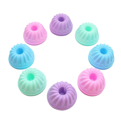 12 Pieces/Set Of Silicone Cake Mold Round Muffin Cup Cake Baking Mold Kitchen Cooking Bakeware Making Diy Cake Decoration Tool