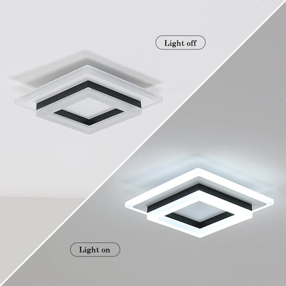 Modern LED Ceiling Light, Square Ceiling Lamps 24W, Acrylic Ceiling Light for Bathroom, Hallway, Bedroom, Cool White Light 6500K