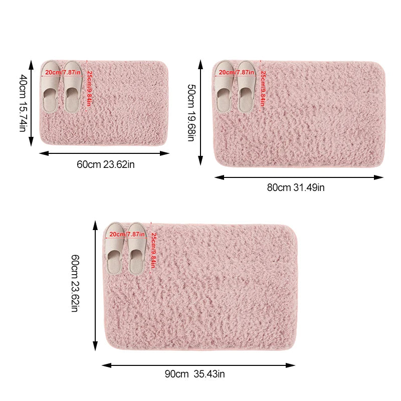 Bathroom Rug Anti Slip Bath Mats Absorbent Bathroom Mat Soft Microfiber Foot Mat Fluffy Plush Shaggy Bathroom Rugs and Floor Mat