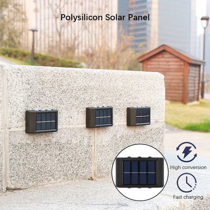 6LED Solar Lights, Outdoor Waterproof Atmosphere Wall Lamp,Up And Down Light Control for Garden Yard Street Balcony Terrace Deco