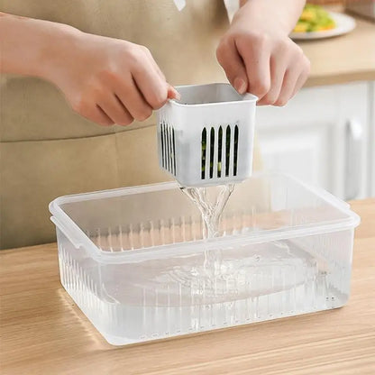 Caja de almacenamiento del refrigerador 4/6 Grid Alimento Caja de almacenamiento de frutas de fruta Organizador Drenaje de desagüe Cebera cebolla Ginger Clear Crisis