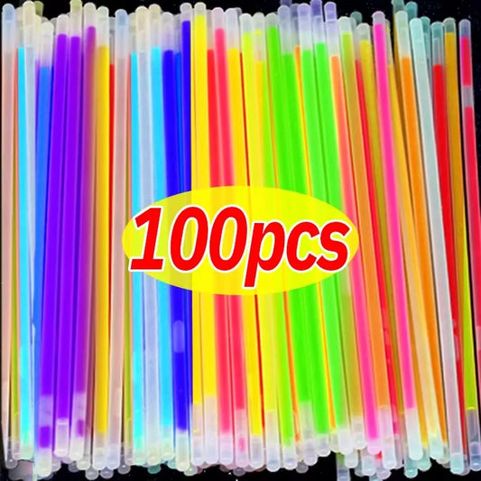 10/100 stk fluorescensstokk Party Multicolor Glowing Stick Lyst fargerik lys Bright Bendable Glow Armbånd Party Supplies